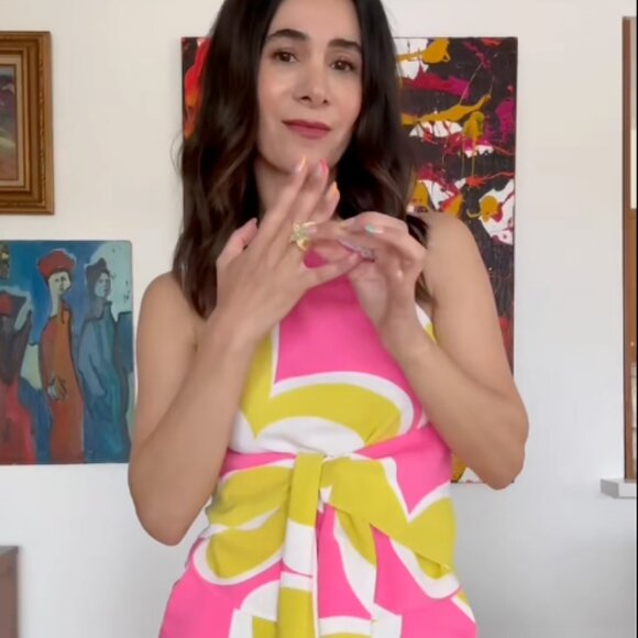 Trina Turk Bright Pink & Yellow Floral Halter Wrap Top S - Picture 5 of 8